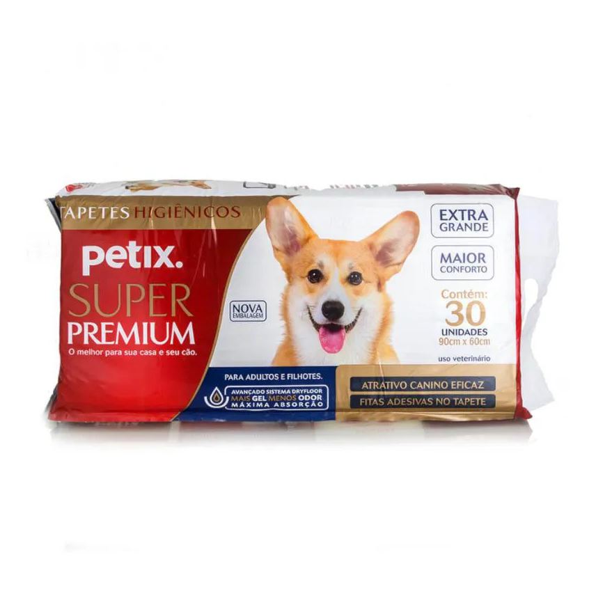 Higiênico Tapete Super Premium Petix 30Un 90X60Cm para Cães