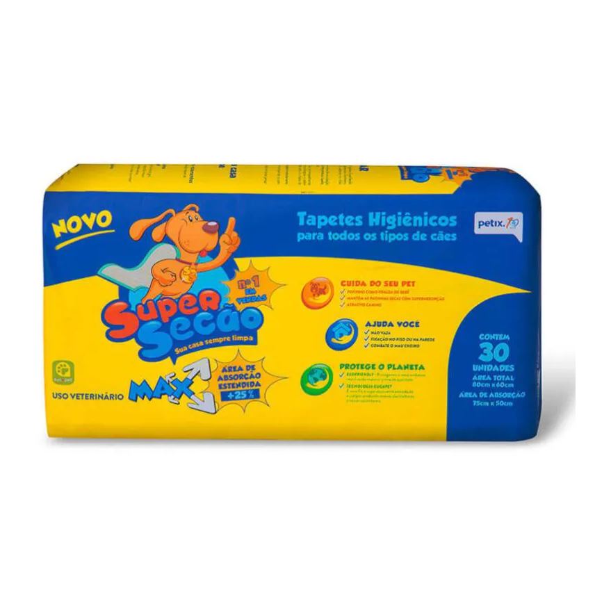 Higiênico Tapete Super Secão Max 80X60Cm 30Un para Cães