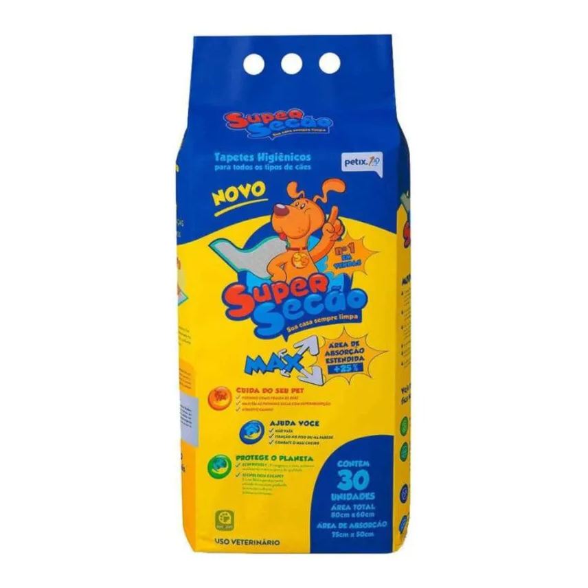 Higiênico Tapete Super Secão Max 80X60Cm 30Un para Cães