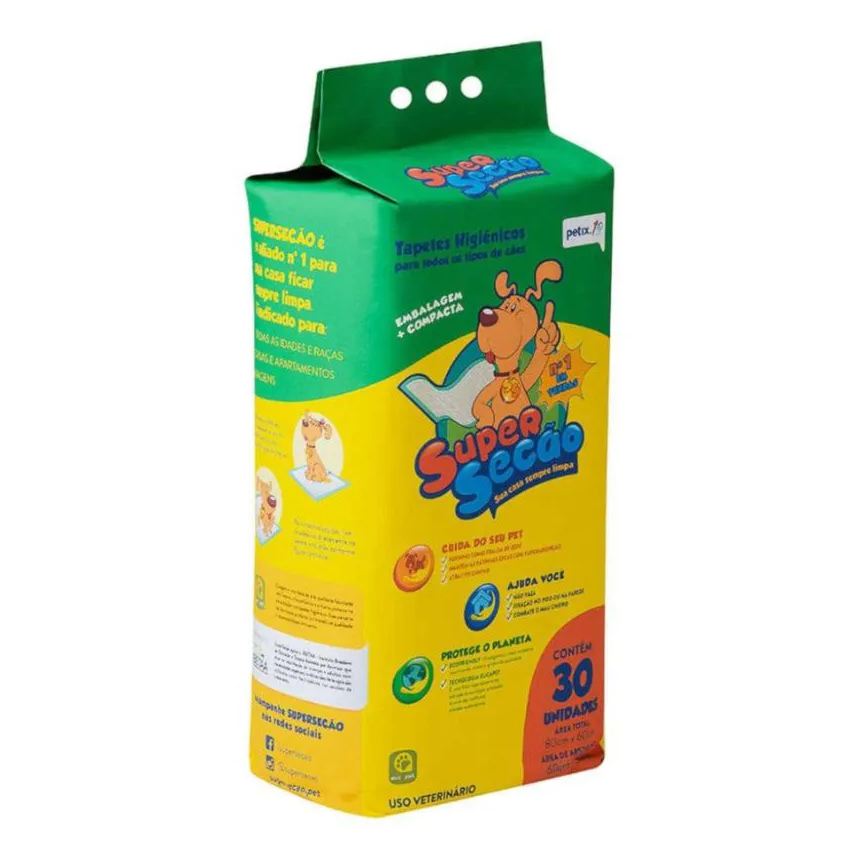 Higiênico Tapete Super Secão Petix 30Un 80X60Cm para Cães