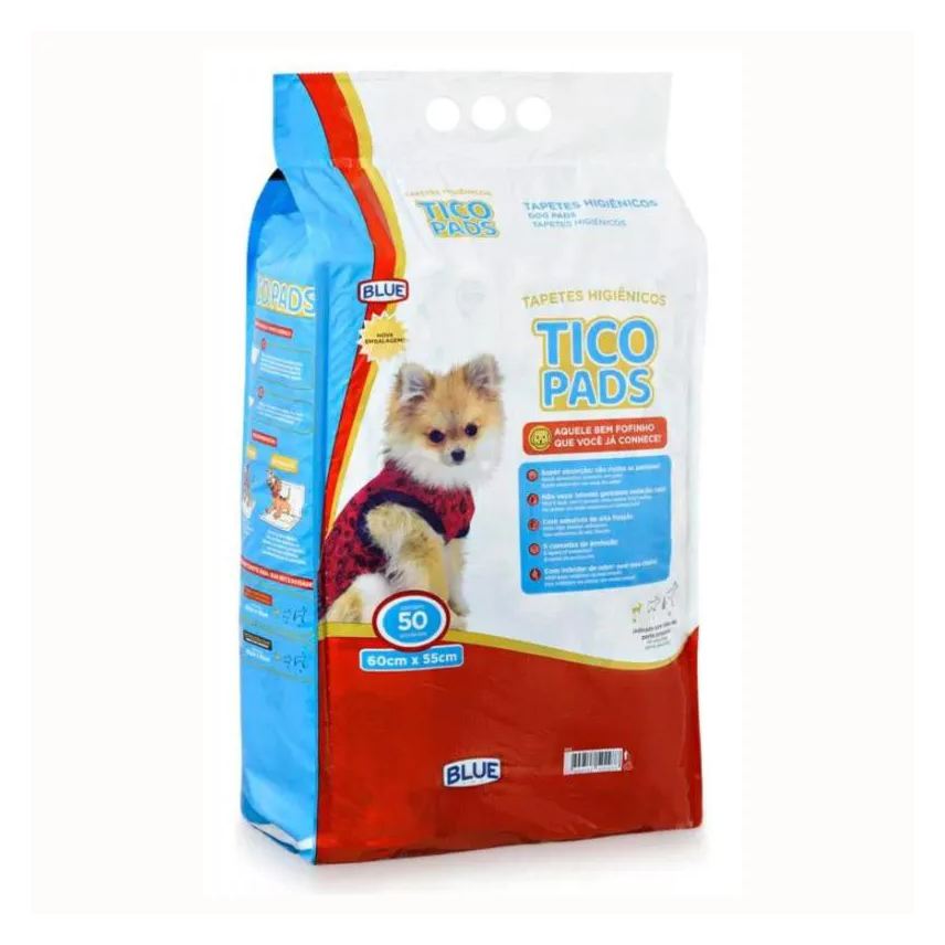 Higiênico Tapete Tico Pads com 50 Unidades de 60X55Cm