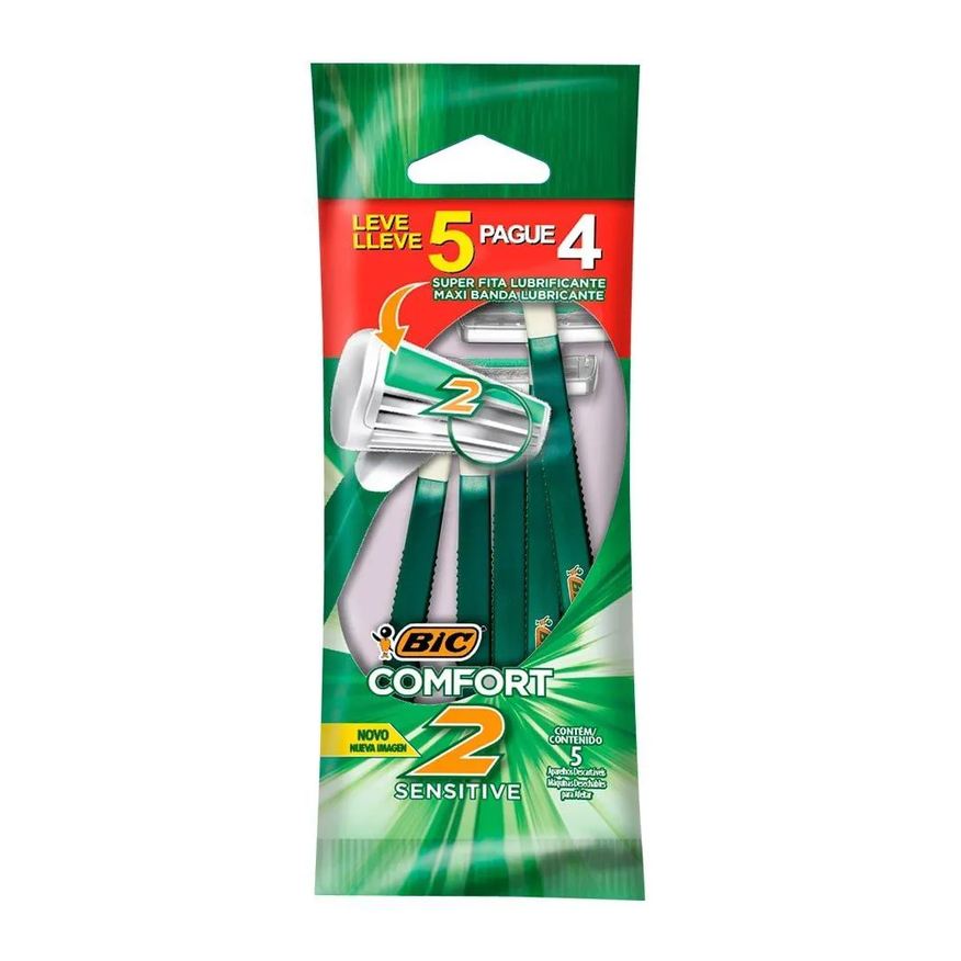 Bic Aparelho Comfort 2 Sensitive Embalagem com 5 unidades