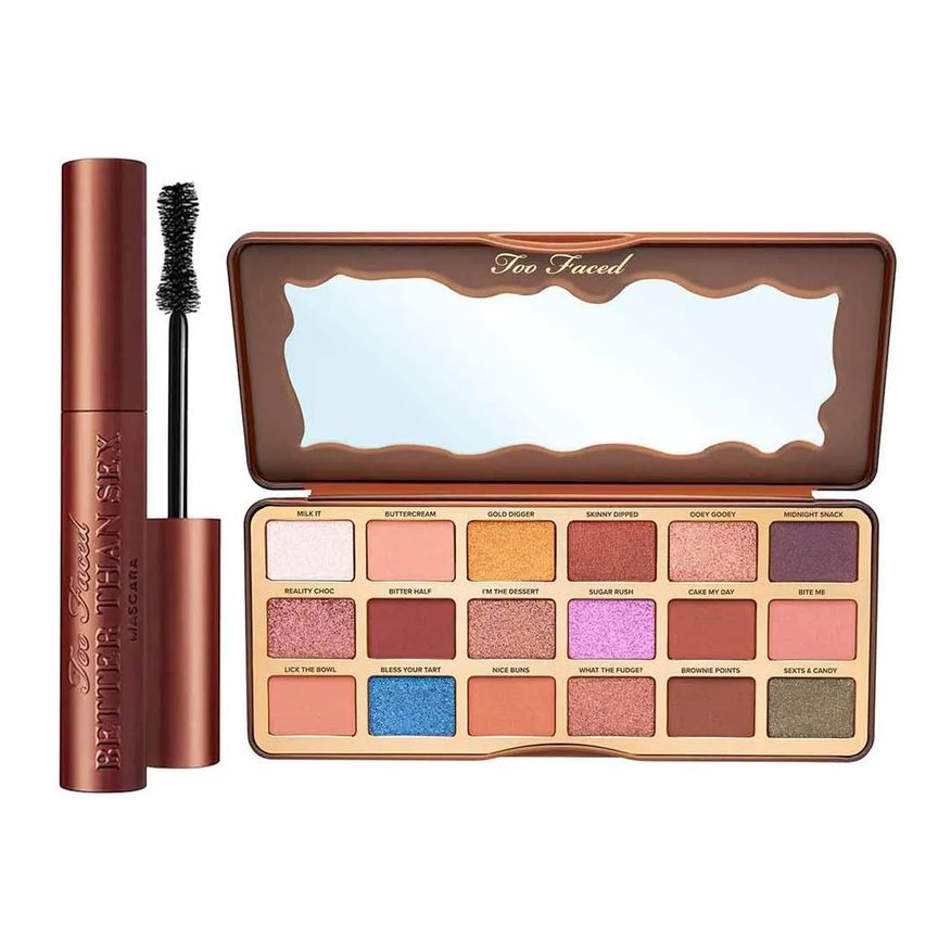 Too Faced Better Than Chocolate Kit - Paleta de Sombras + Máscara de Cílios