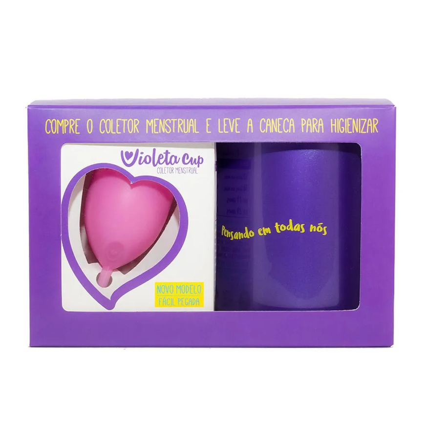 Violeta Cup Kit - Coletor Tipo a Rosa+ Caneca Higienizador