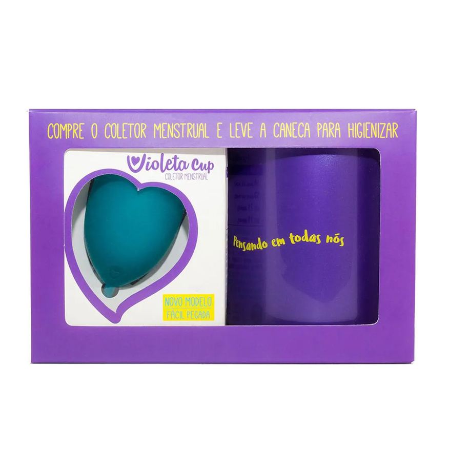 Violeta Cup Kit - Coletor Tipo B Verde + Caneca Higienizador