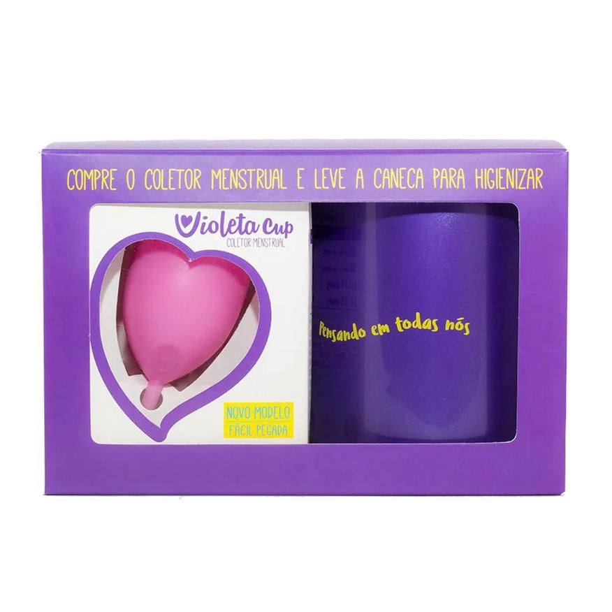 Violeta Cup Kit - Coletor Tipo B Rosa + Caneca Higienizador