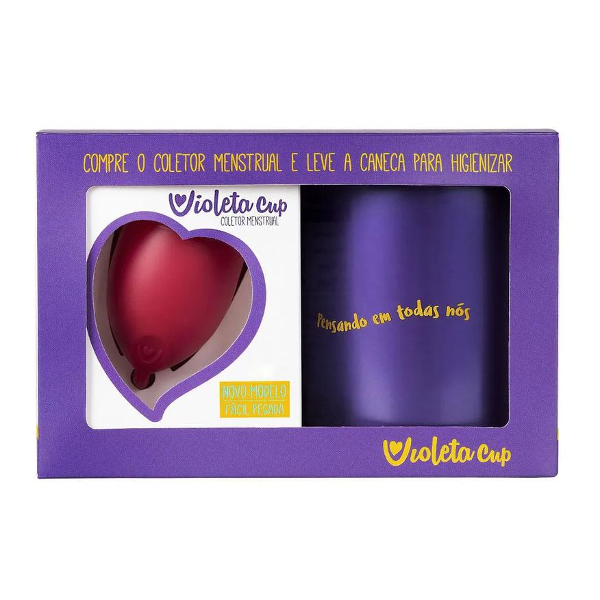 Violeta Cup Kit - Coletor Tipo B Vermelho + Caneca Higienizador