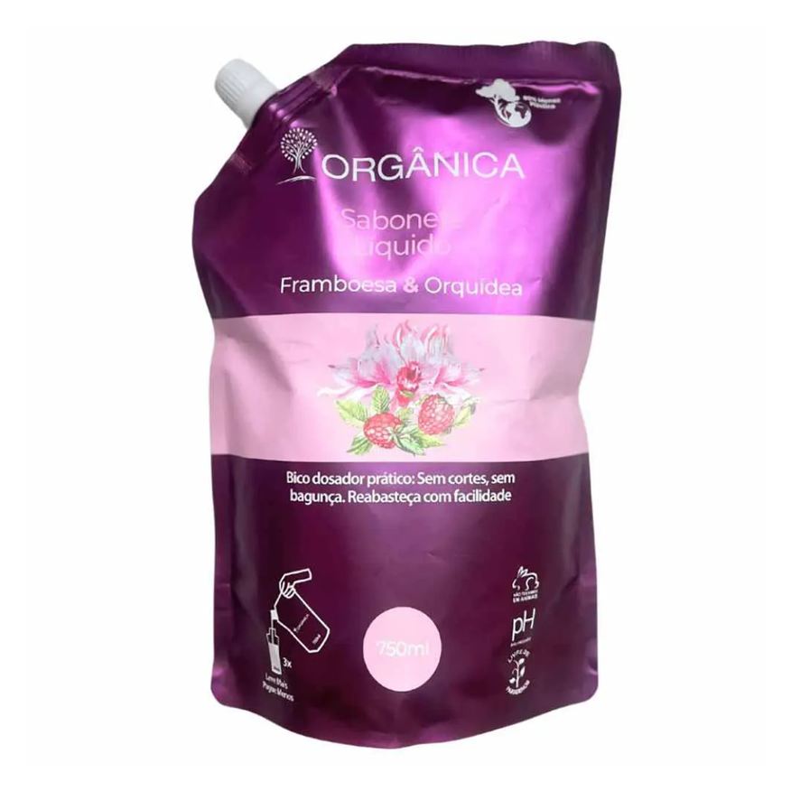 Organica Sabonete Líquido Orgânica Refil Framboesa e Orquídea 750ml