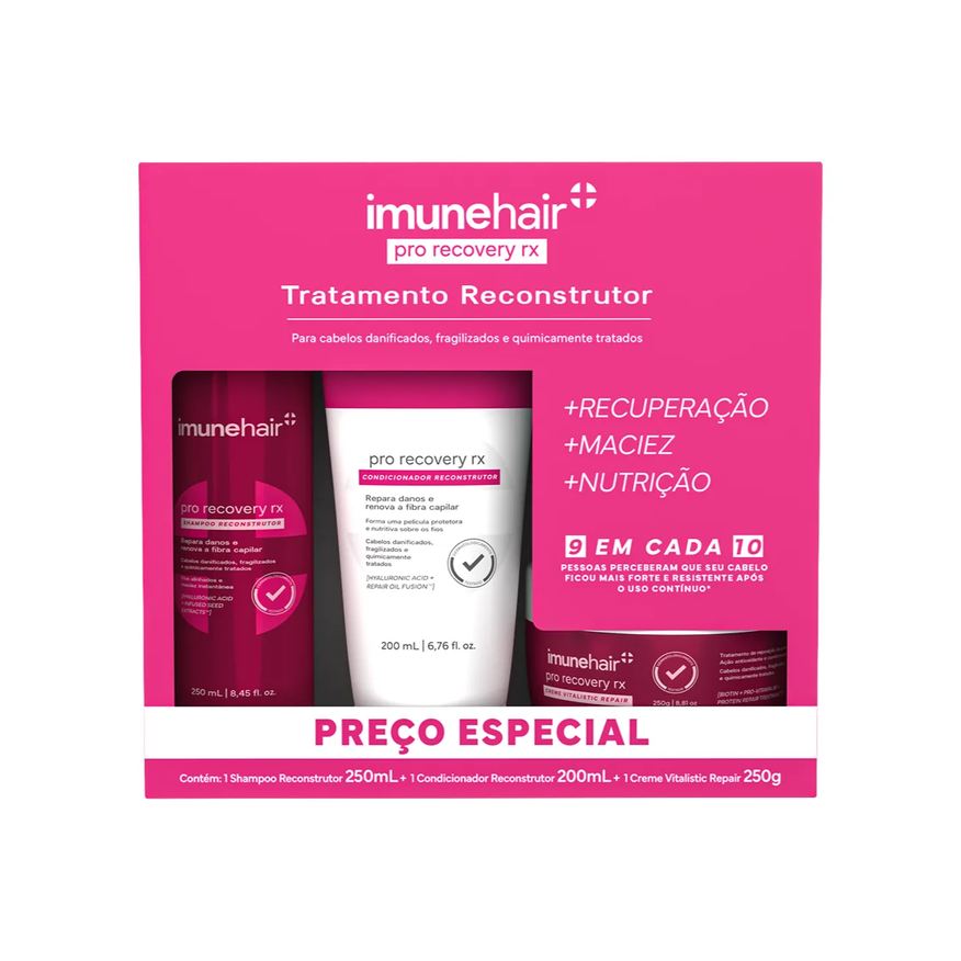 ImuneHair Kit Pack Pro Recovery RX Shampoo 250ml + Condicionador 200ml + Creme 250g