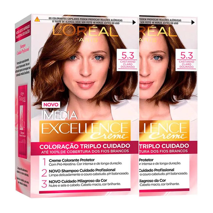 L'Oréal Paris L’oréal Paris Coloração Imédia Excellence Kit 5.3 Cast. Cl. Dourado Kit - 2 Unidades