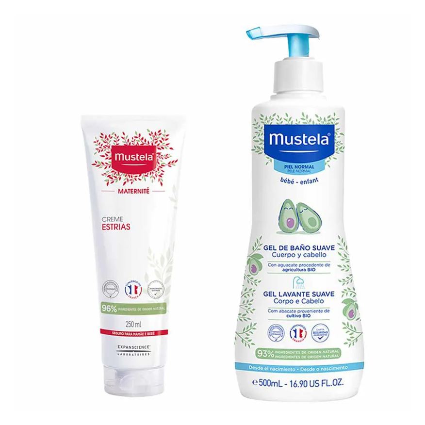 Mustela Kit – Creme para Estrias 250ml + Gel Lavante para Corpo e Cabelo 500ml