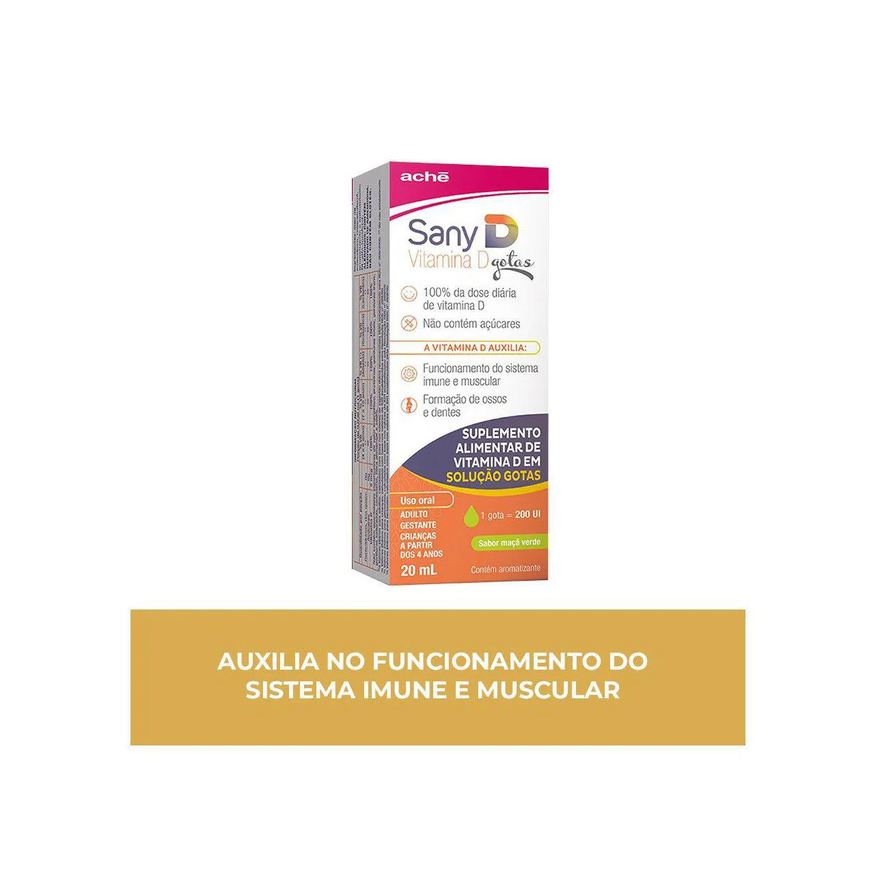 Sany D Vitamina D 200UI Maçã Verde Gotas 20ml