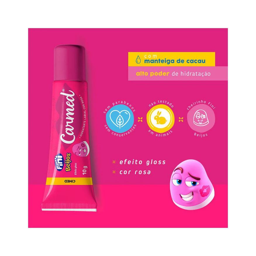 Labial Hidratante Carmed Fini Beijos com Cor Efeito Gloss 10g