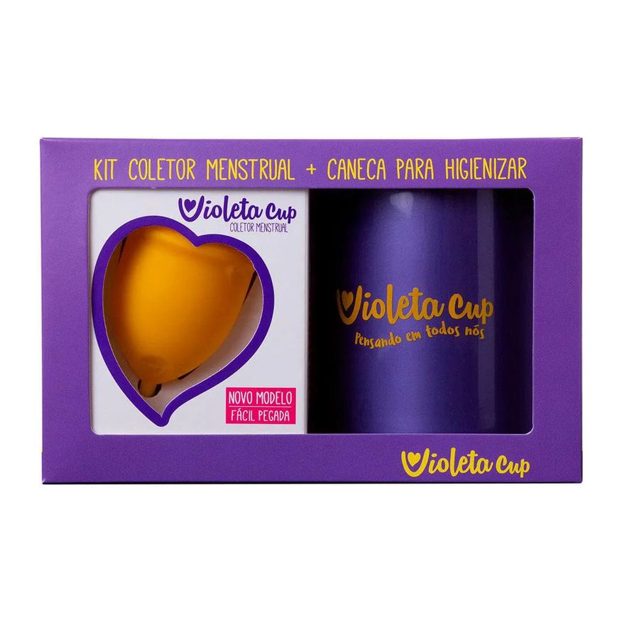 Violeta Cup Coletor Menstrual Kit – Coletor Menstrual Tipo B Amarelo + Caneca