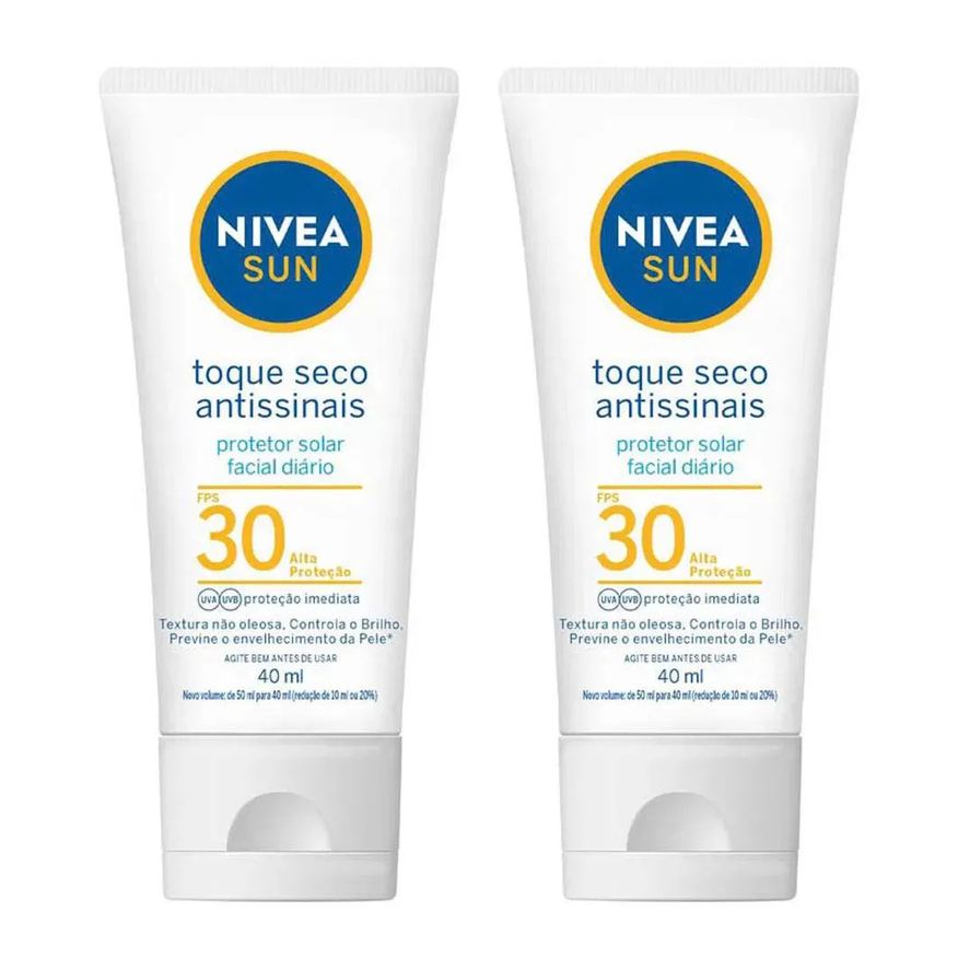 Nivea Sun Kit com 2 Protetores Faciais Toque Seco Antissinais Fps30