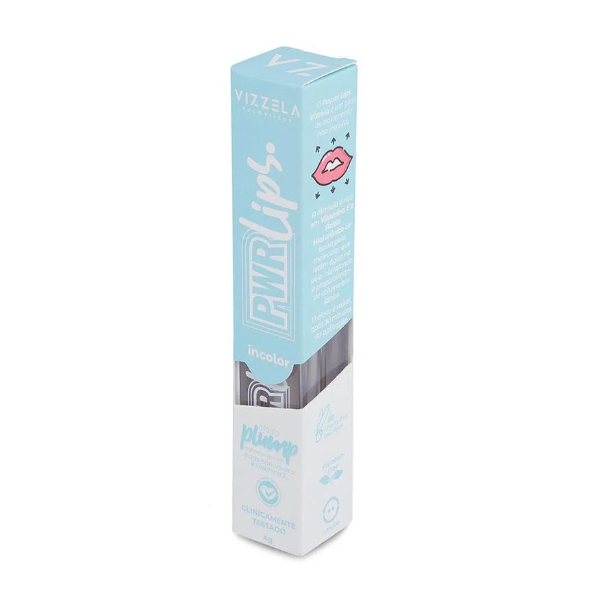 Vizzela Gloss Labial Power Lips Top Coat Incolor