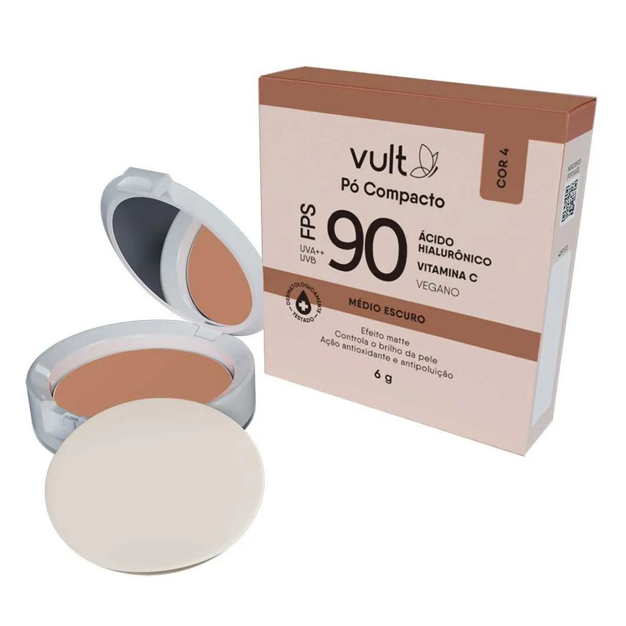 Vult Pó Compacto Facial Fps90 Médio Escuro