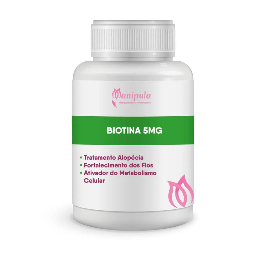 Manipula Biotina 5mg - Força para Cabelos, Unhas e Pele Saudáveis! | 30 Doses