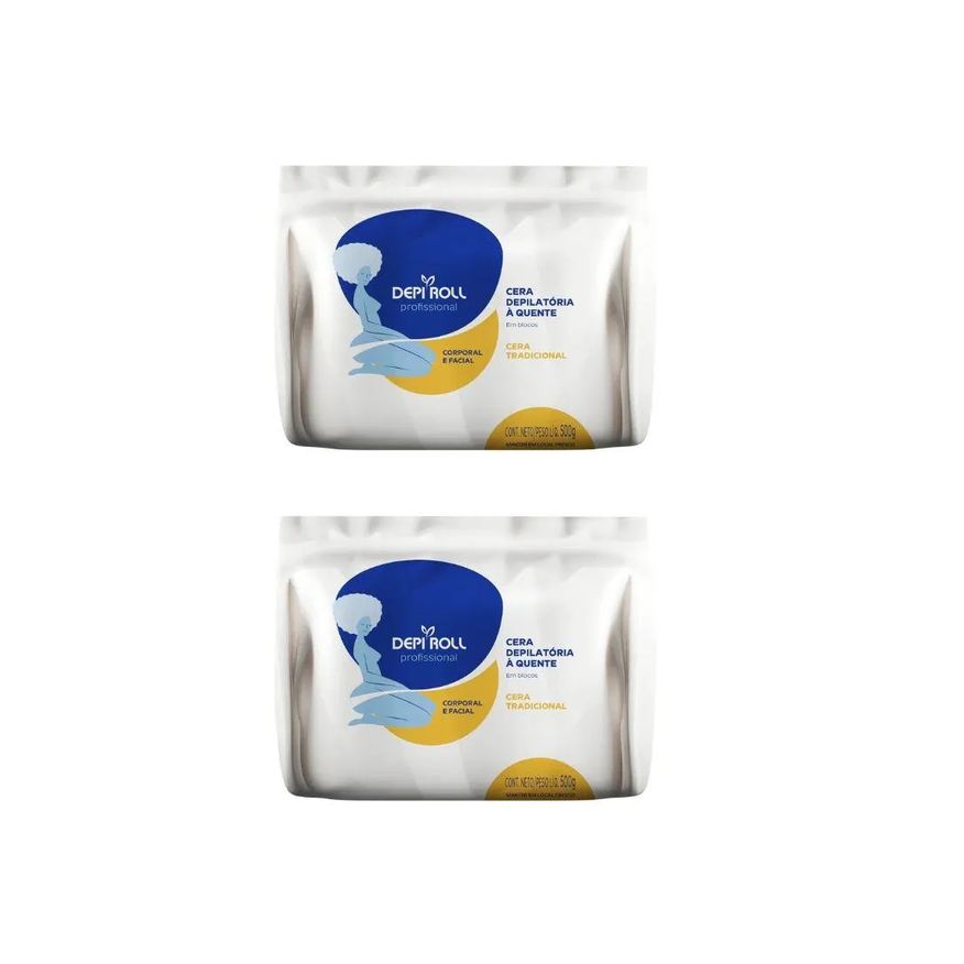 Depiroll Depilatorio Cera 500g Blocos Tradicional-Kit C/ 2Un
