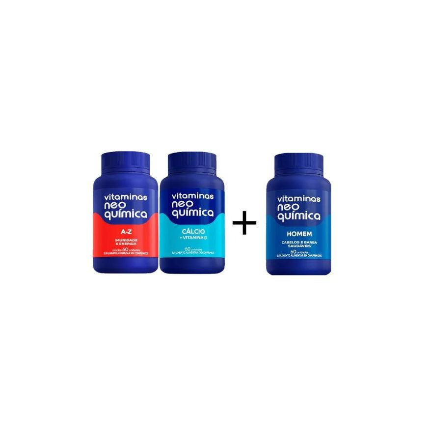 Neo Química Kit A-Z C/60 + Cálcio C/60 Ganhe Homem C/60 - Neo Quimica