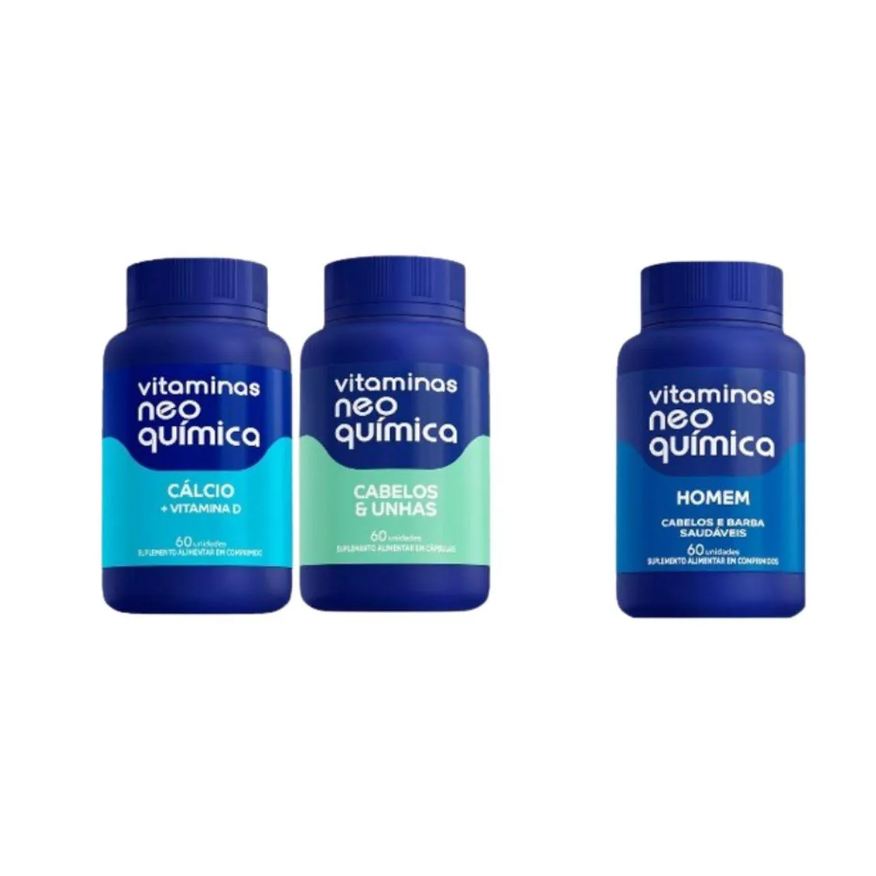 Neo Química Kit Cácio C/60 + Cabelo e Unha C/60 Ganhe Homem C/60