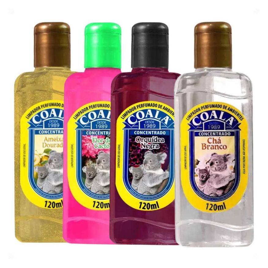 Coala Kit Limpadores Perfumados: Chá Branco, Ameixa Dourada, Flor de Cacto e Orquídea Negra 120ml