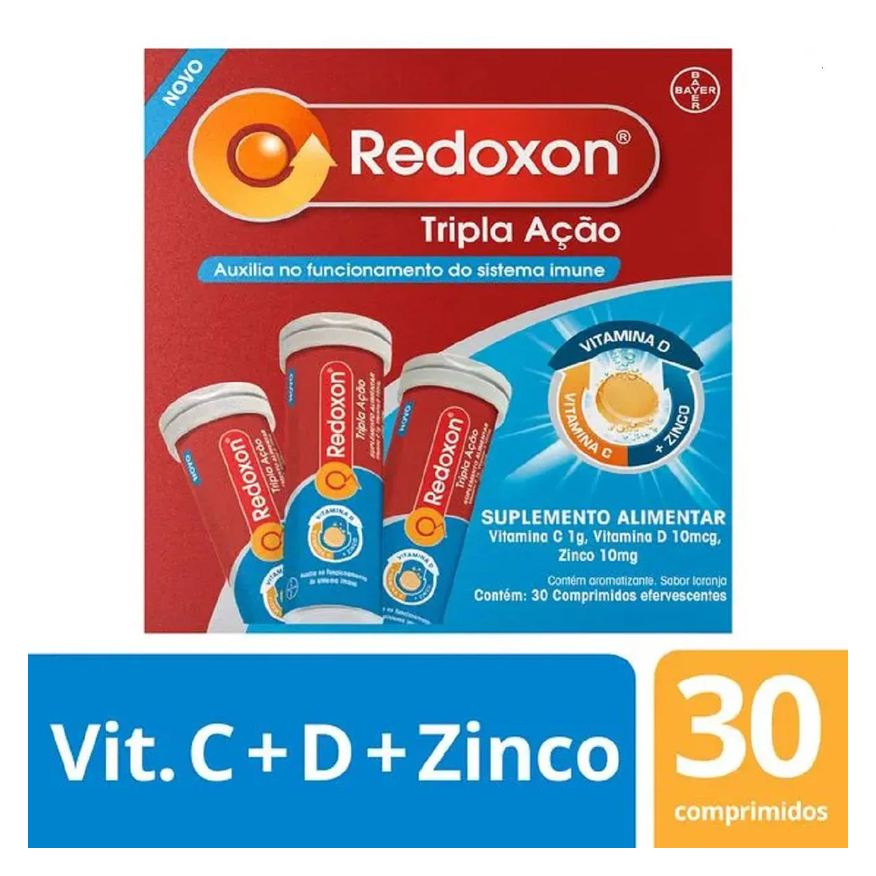 Bayer Vitamina C D e Zinco Tripla Ação C/30 Efervescentes Redoxon