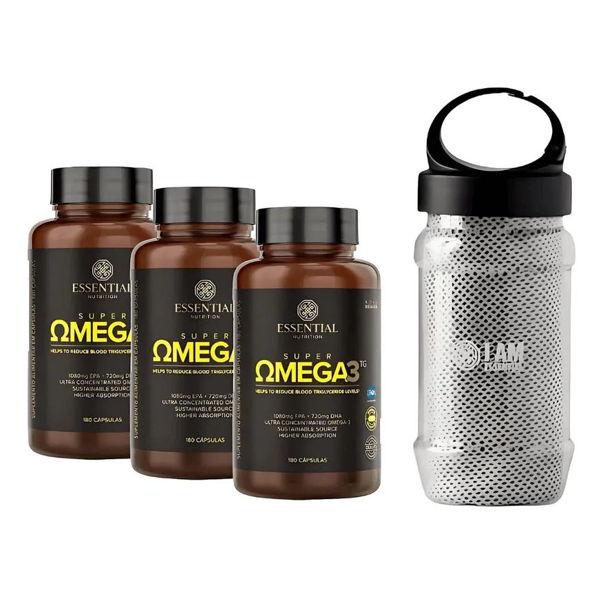 Essential Nutrition Kit 3X Super Omega 3 Tg (180 Cápsulas Cada) 1000mg + Brinde