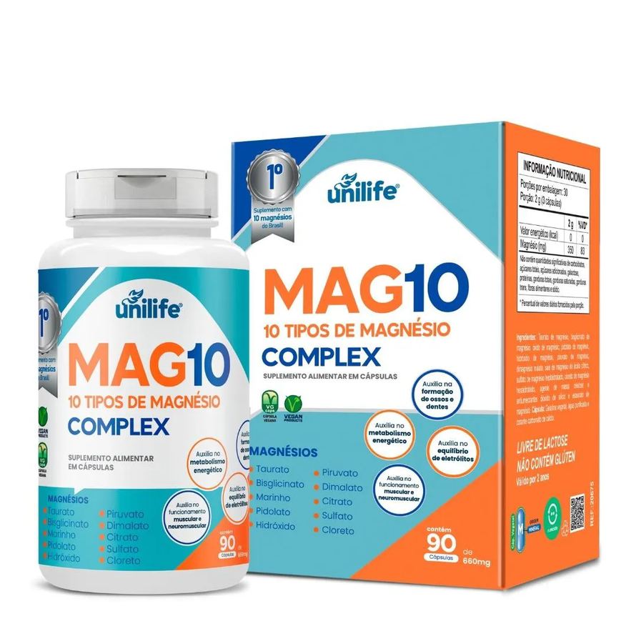 Unilife 10 Magnésios Mag10 Complex 90 Cápsulas 660mg