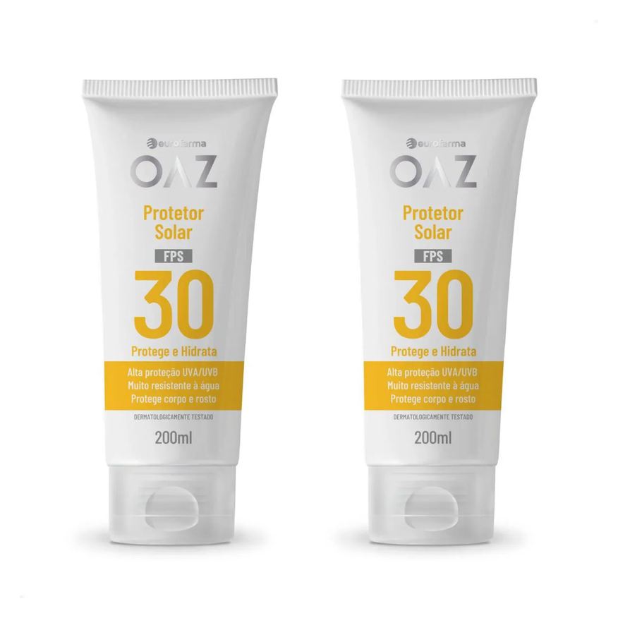 Kit com 2 - Protetor Solar Oaz Fps 30 200ml Protege Hidrata - Envio Imediato