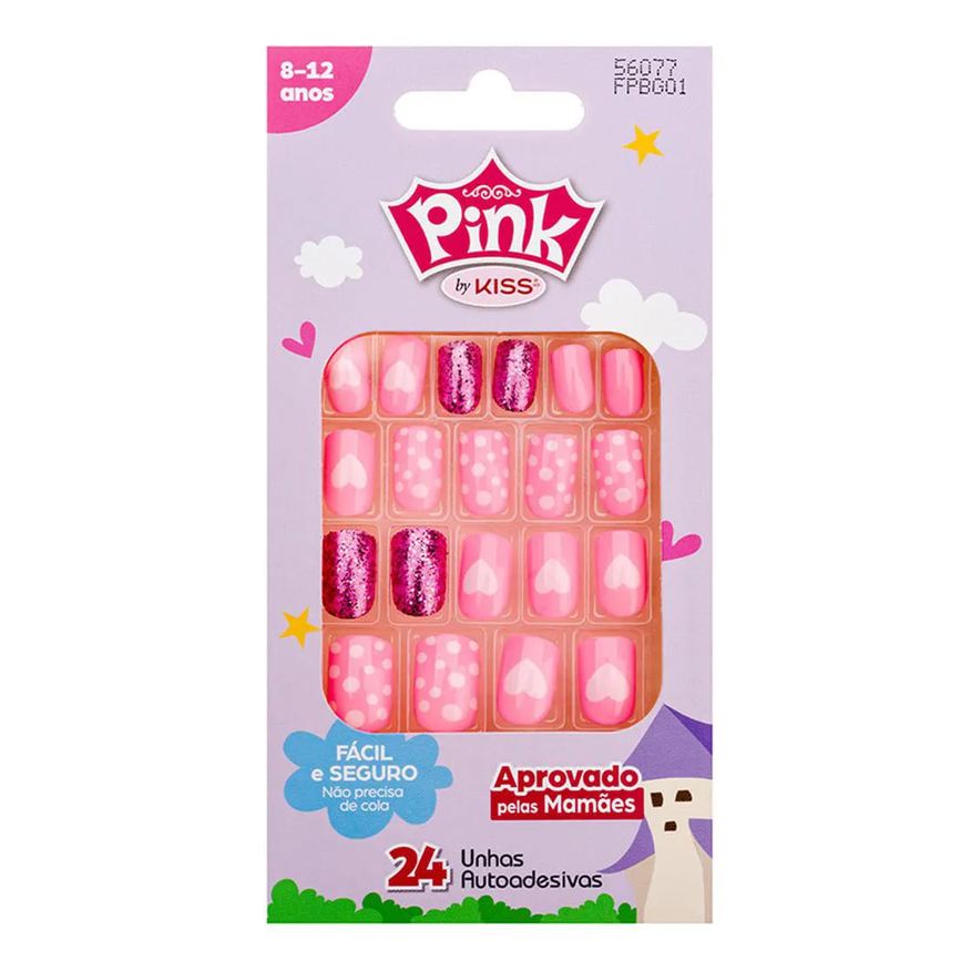 Kiss New York Unhas Postiças Infantil Kiss Ny Pink