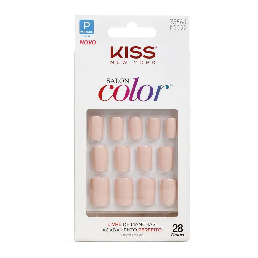 Kiss New York Unhas Postiças Kiss Ny -Salon Color Curto - Sweet Girl