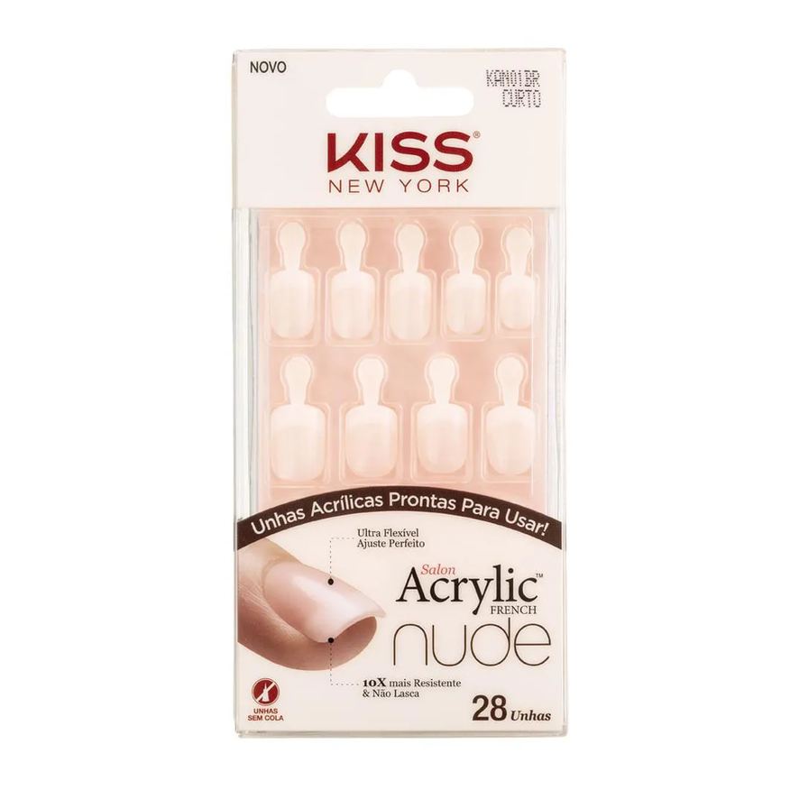 Kiss New York Unhas Postiças Kiss Ny Salon Acrylic French - Breathtalking