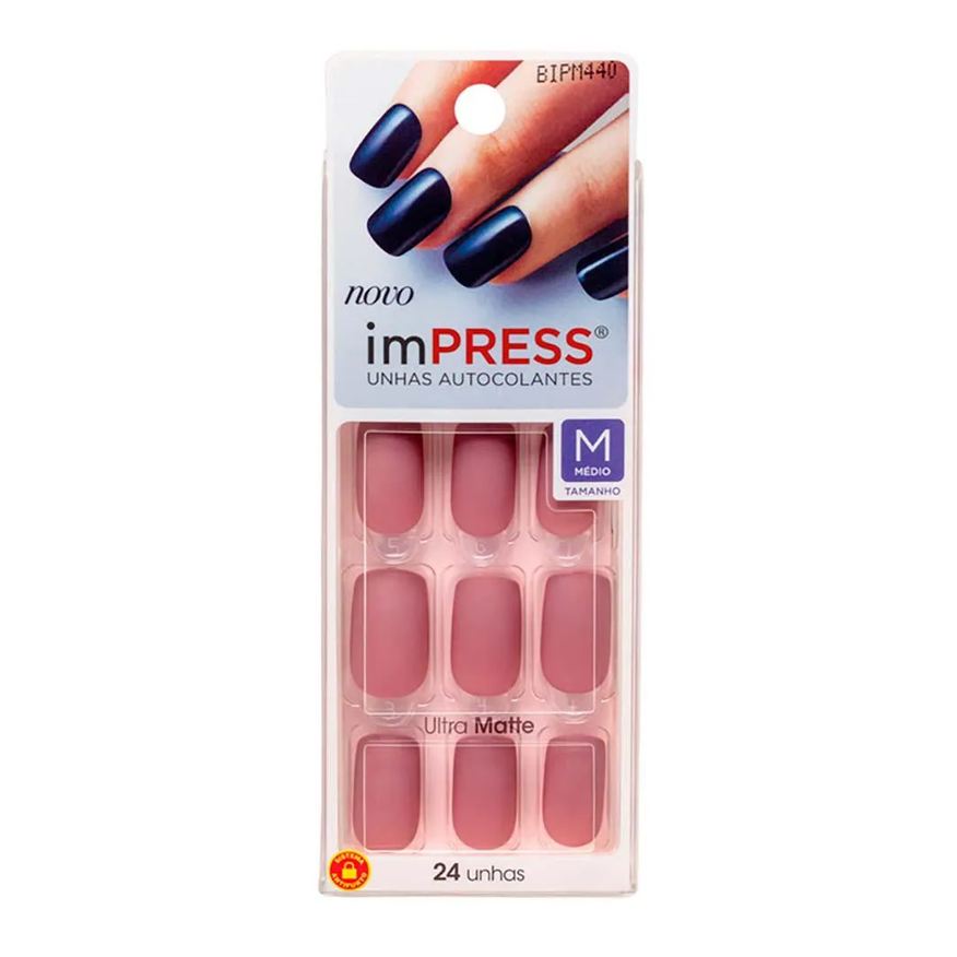 Kiss New York Unhas Postiças Kiss Ny Impress Matte Md Secret