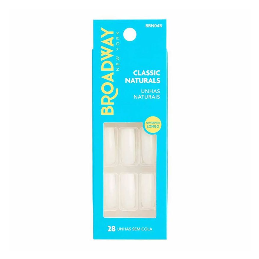 Kiss New York Unhas Naturais Kiss Ny Broadway Quadrado Longo