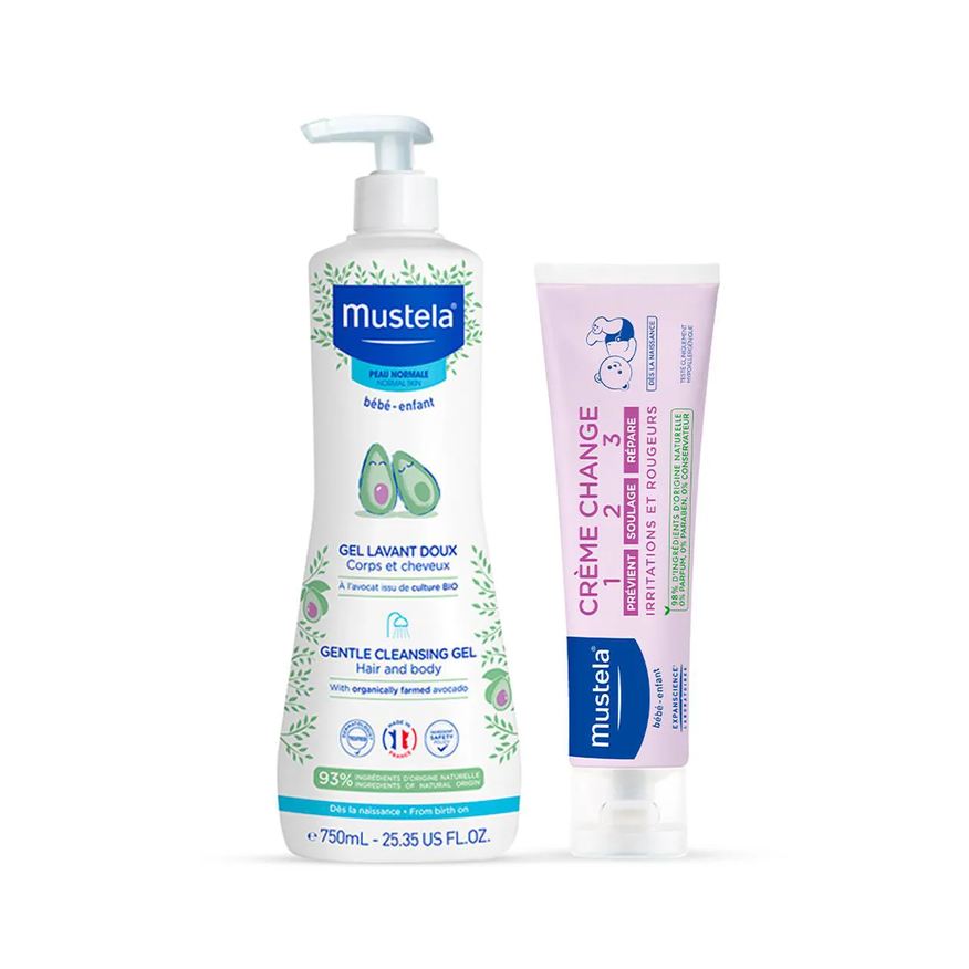 Mustela Kit Gel Lavante 750ml + Creme Vitaminado Preventivo de Assaduras 1 2 3 108g