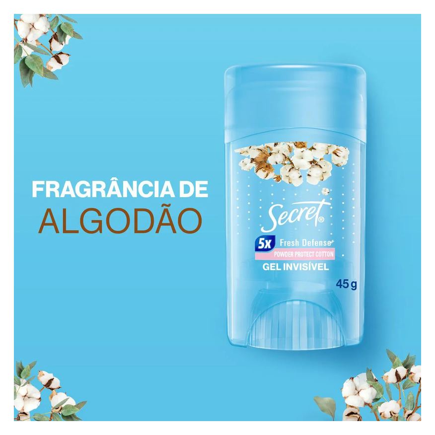 Antitranspirante Desodorante Secret Powder Protect Cotton Gel 48h Feminino 45g