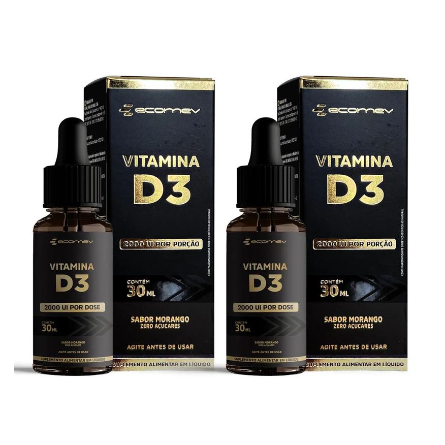 Ecomev 2Un Vitamina D3 2.000Ui em Gotas 30ml - Sabor Morango