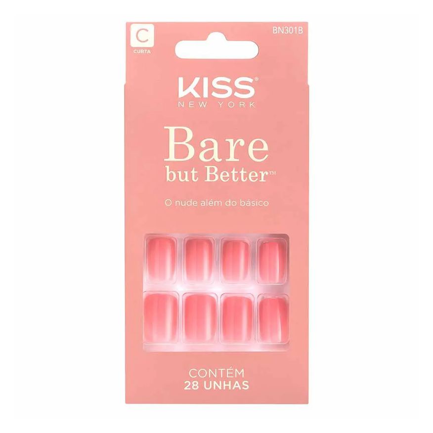 Kiss New York Unhas Postiças sem Cola Bare But Better - So Natural