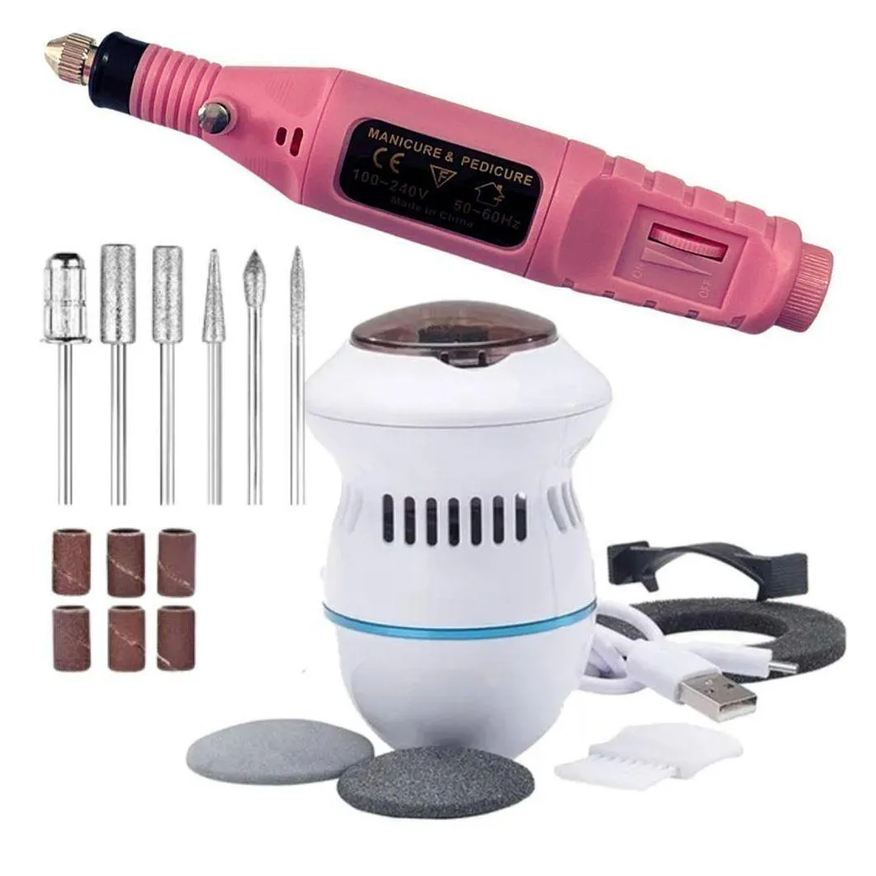 Aquilae Lixador Unha Elétrico + Lixador Pe Calos Kit 2 Ferramentas