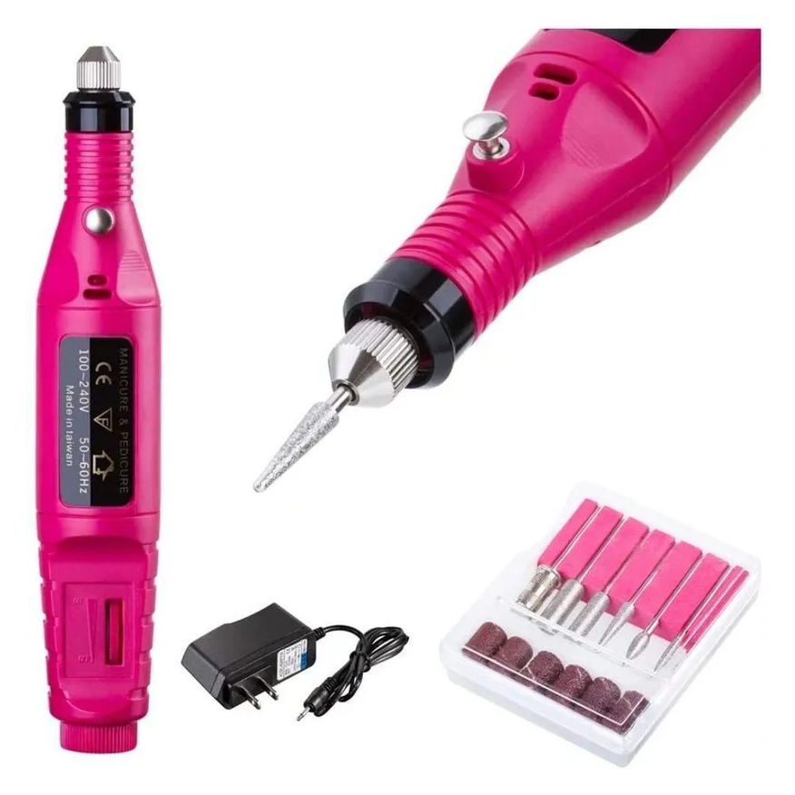 Mkb Lixa Elétrica para Manicure Alongamento de Unhas Designer Rosa