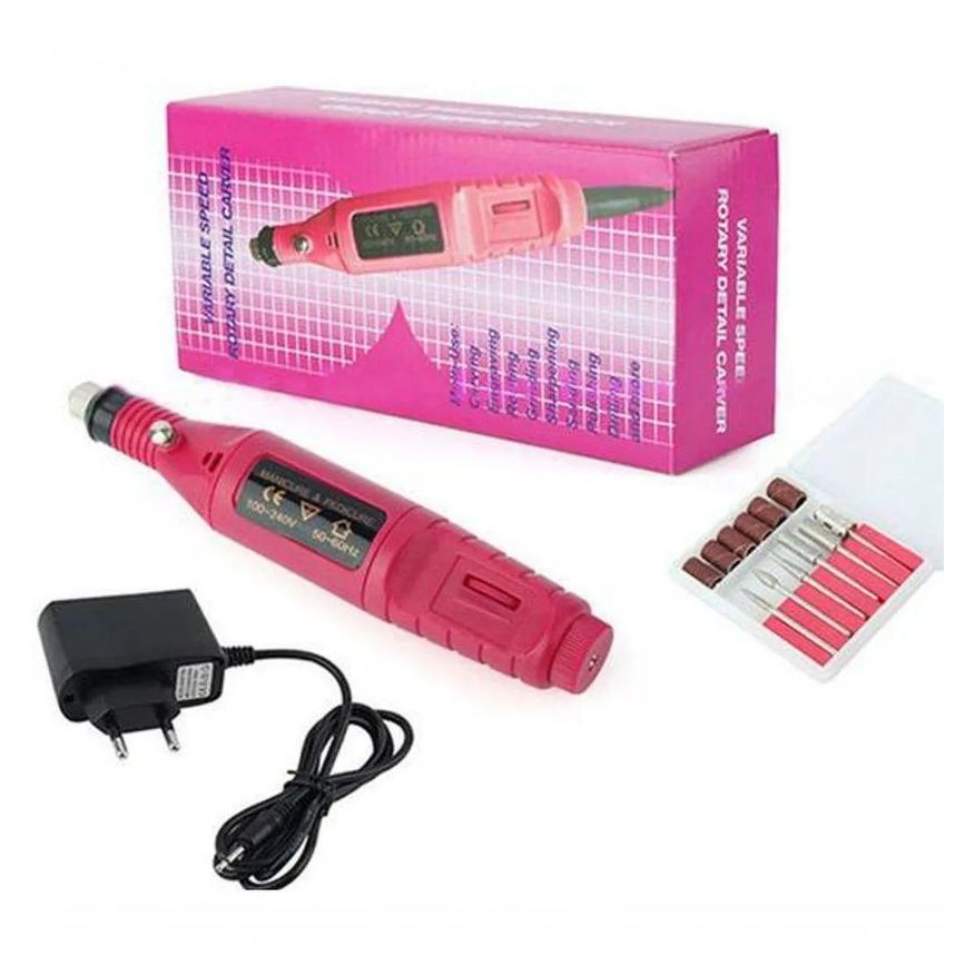 Mkb Lixa Elétrica Portátil Bivolt Unhas Acrigel Gel Fibras Porcelana Rosa