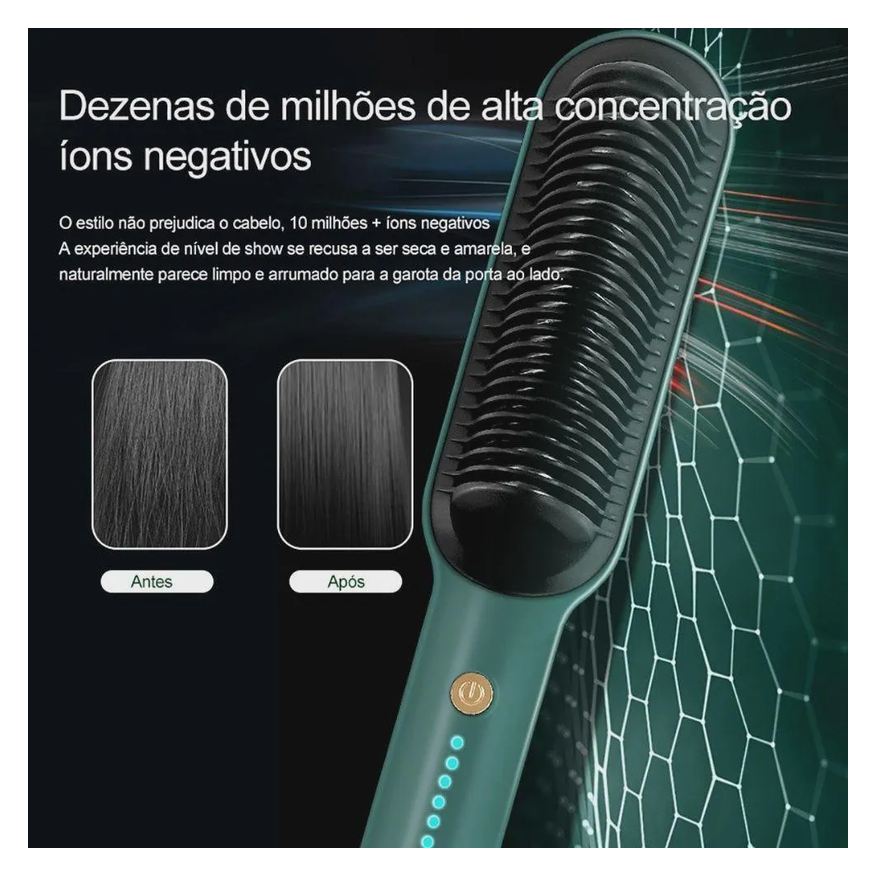 Mkb Escova de Alisamento de Cabelo Profissional 2 em 1, Penteadeira de Cerâmica Quente Verde