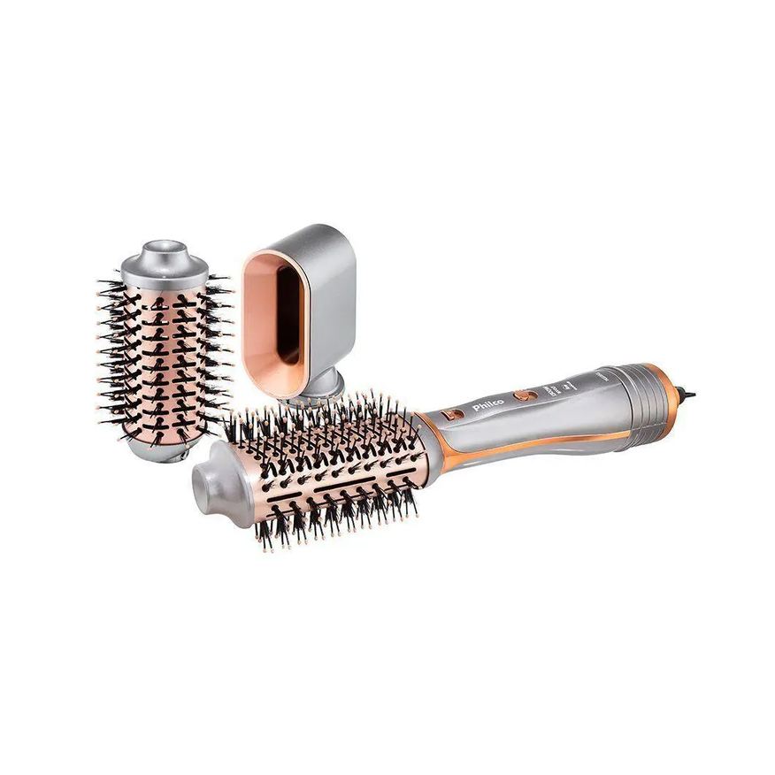 Philco Escova Secadora Pes19Sg Multifunções 1300W Prata e Dourada Bivolt