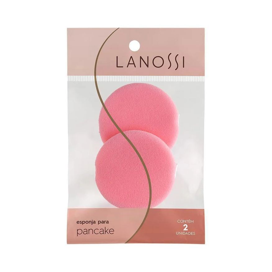 Lanossi Esponja Redonda de Maquiagem Make Up com Suporte para Dedos 2 Unidades
