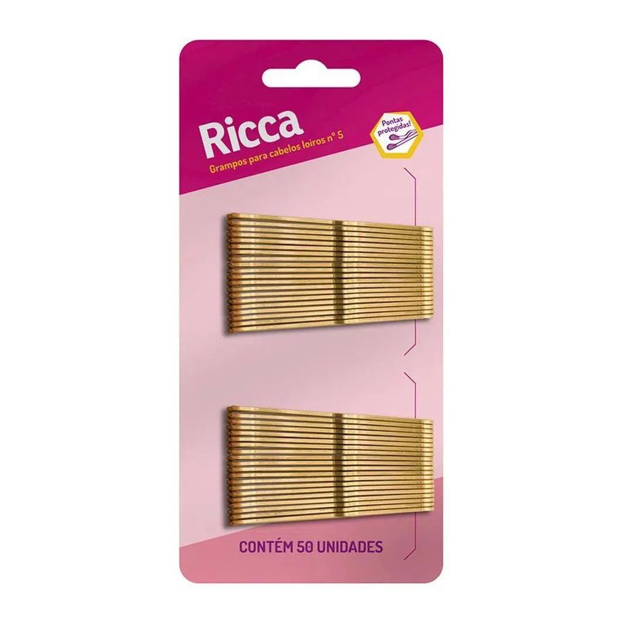 Ricca Grampo para Cabelo Loiro Nº 5 com 50 Unidades