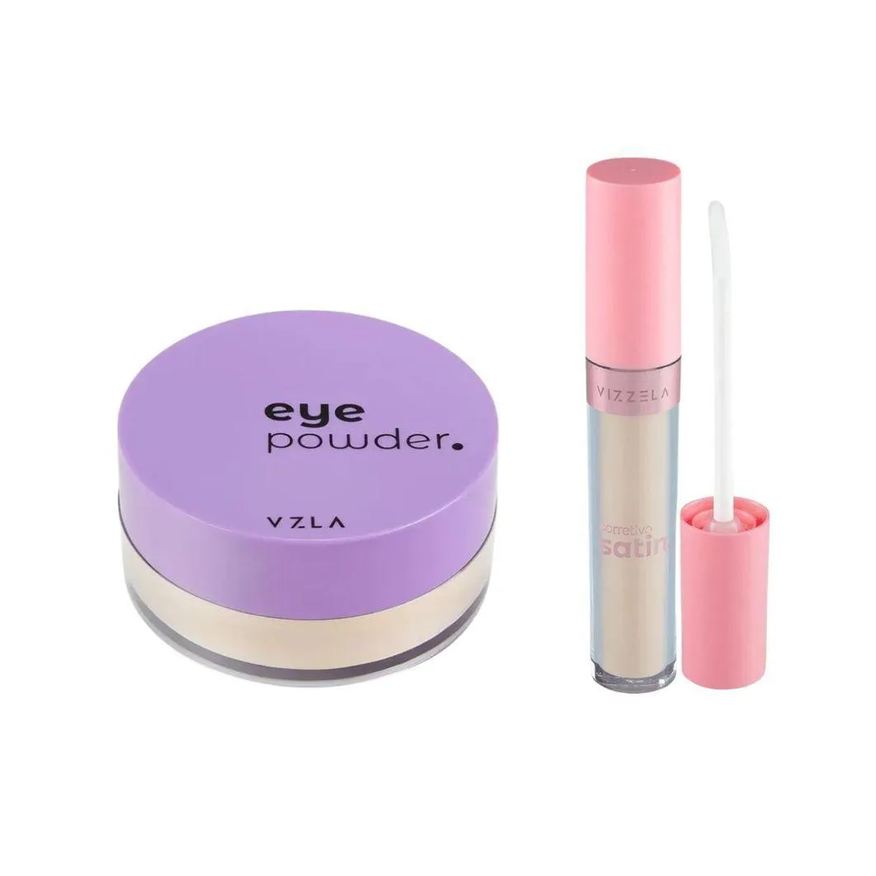 Vizzela Kit Eye Powder Cor 02 + Corretivo Satin Cor 02