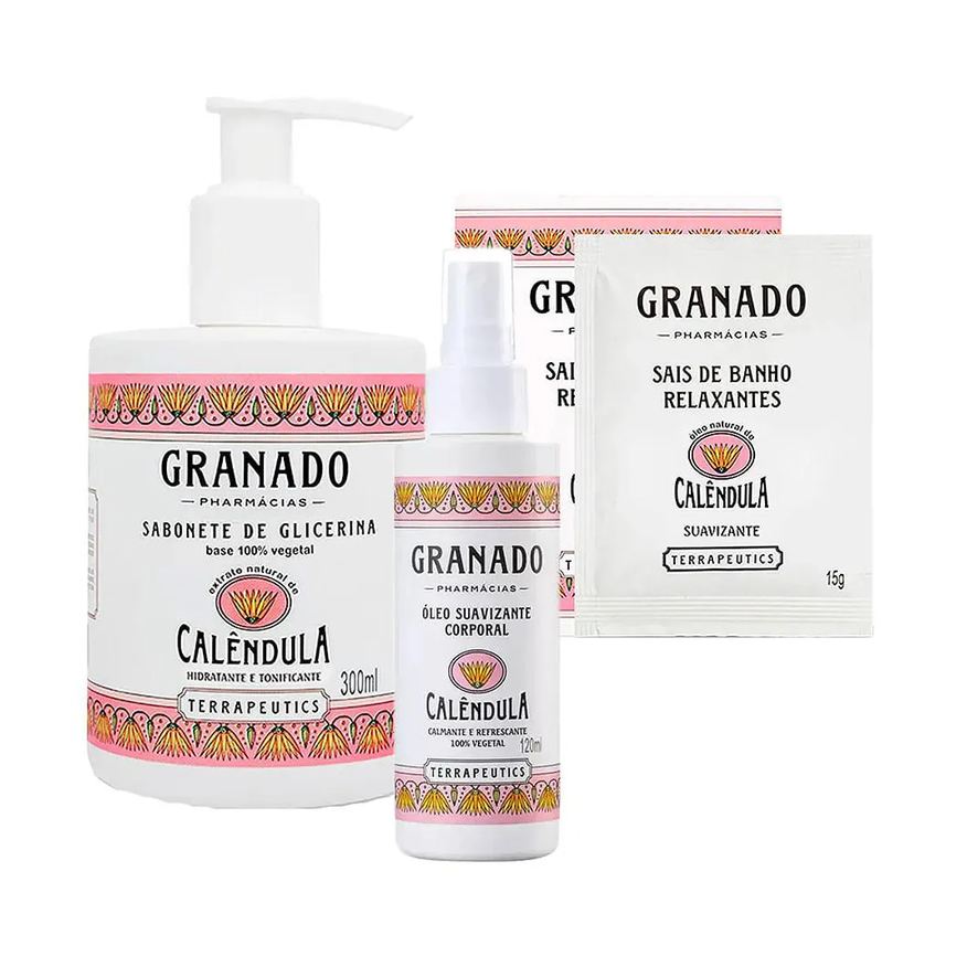 Granado Calêndula - Sabonete Líquido + Óleo Corporal + Sais de Banho Kit Presenteável