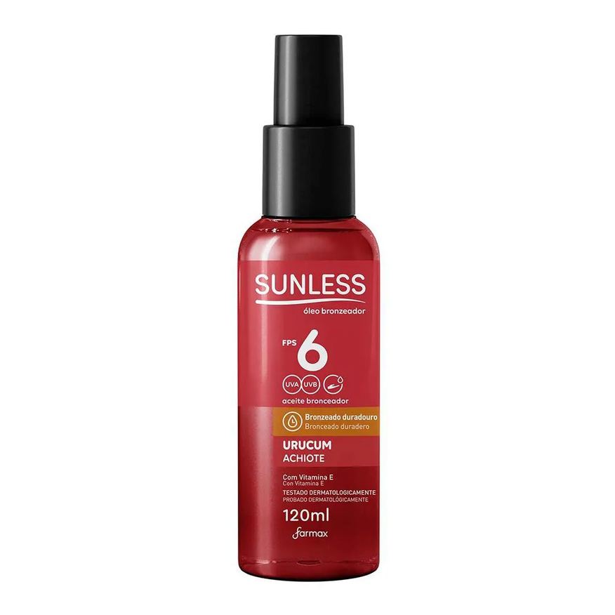 Sunless Óleo Bronzeador Fps 6 - Urucum 120ml