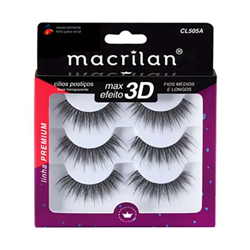 Macrilan Cílios Postiços - Fios Médios e Longos Cl505A 3 Pares